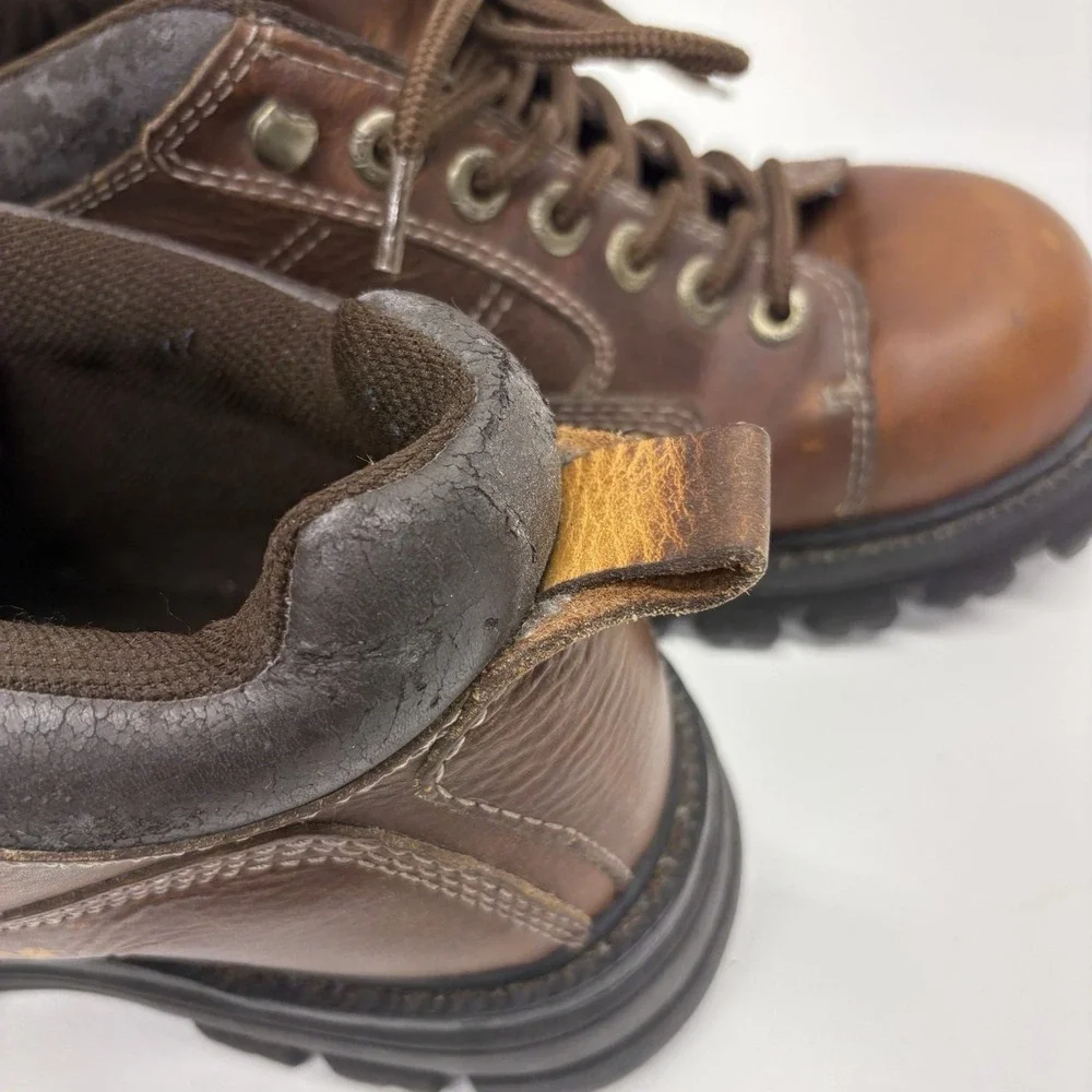 GBX 90s Y2K Streetwear Mens 10 M Chunky Leather Platform Boots Shoes Brown